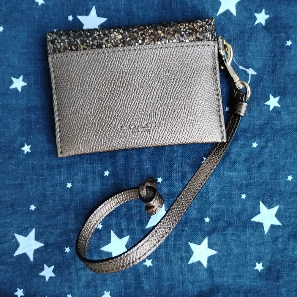 Coach F38671 Bronze Glitter Card Holder - Picture 4 of 5